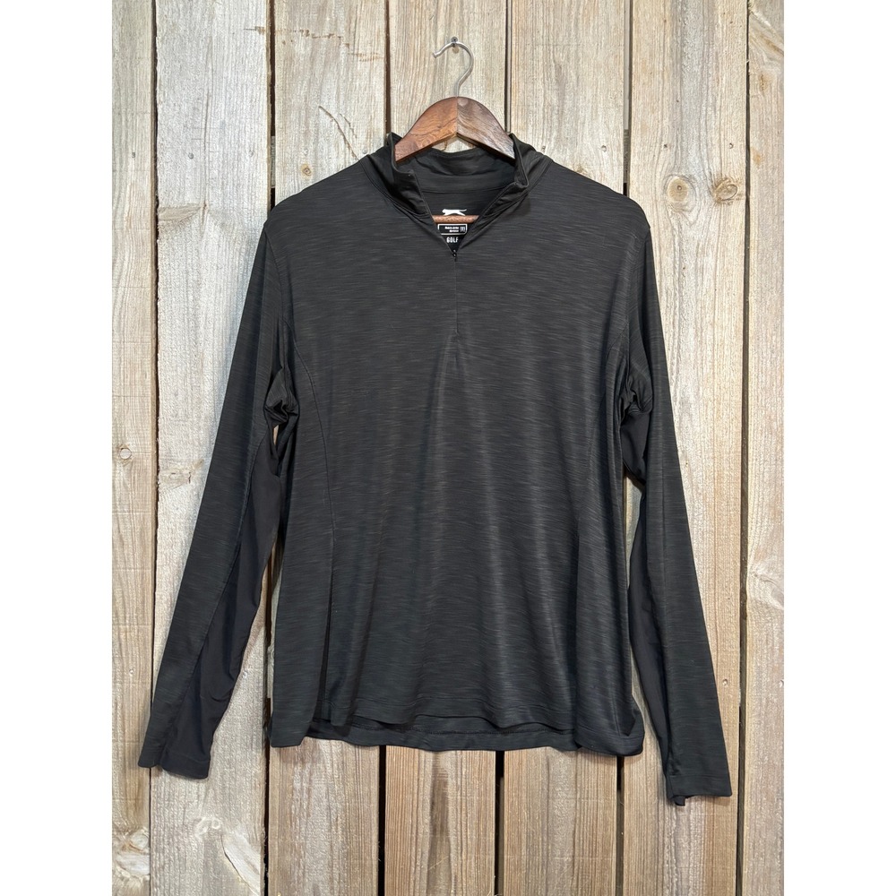 Slazenger Golf Mens XL Quarter Zip Pullover‎ Charcoal Gray Heather Mesh Venting
